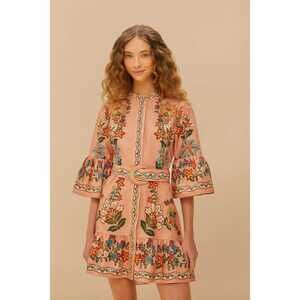 Farm Rio Pink Garden Delight Belted Mini Dress